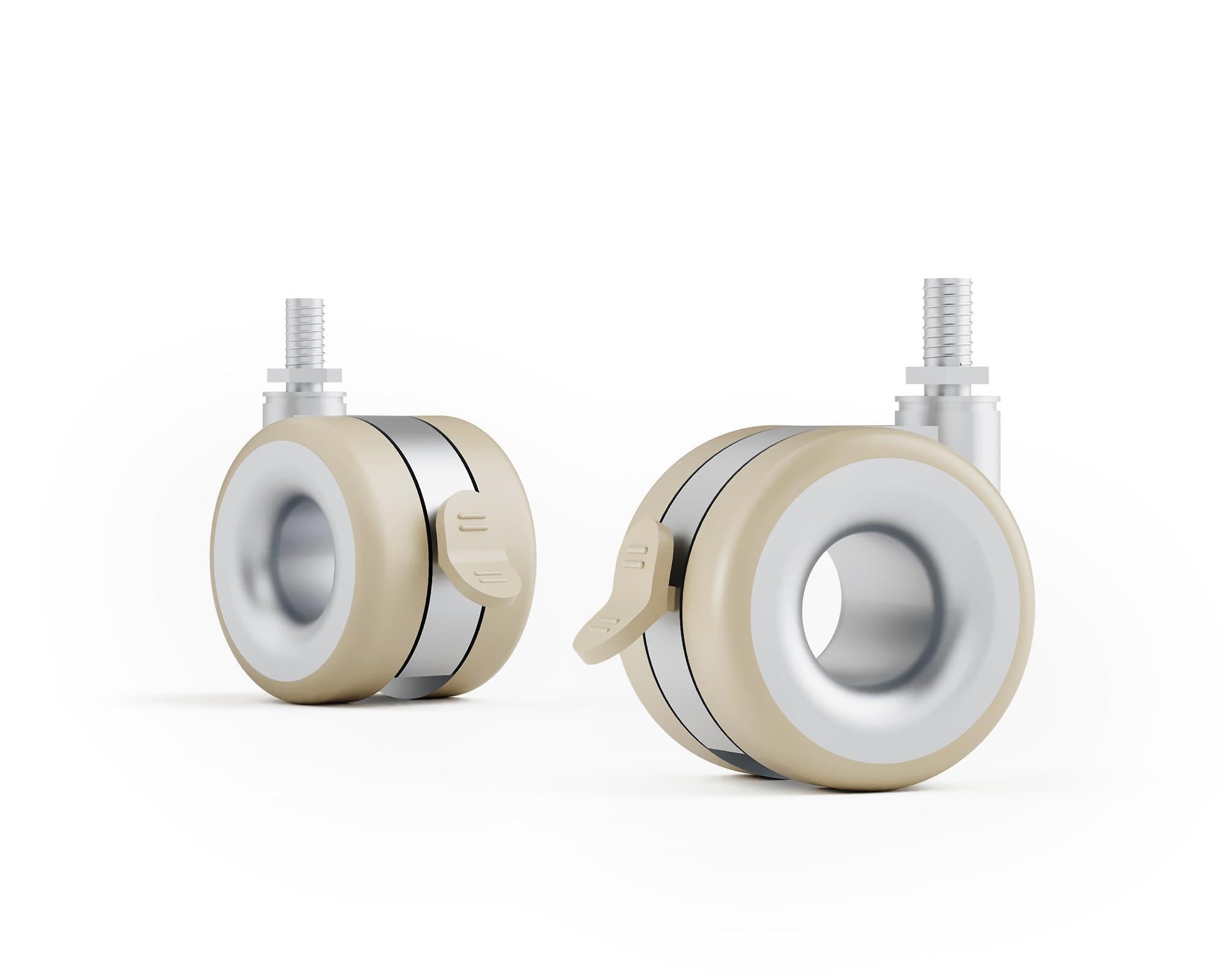 FITUEYES Ruedas para Muebles hasta 80 kg, Juego de 4 Ruedas Giratorias con Freno, Rosca M8, Ruedas para Soporte TV y Equipos (Morandi Gris)