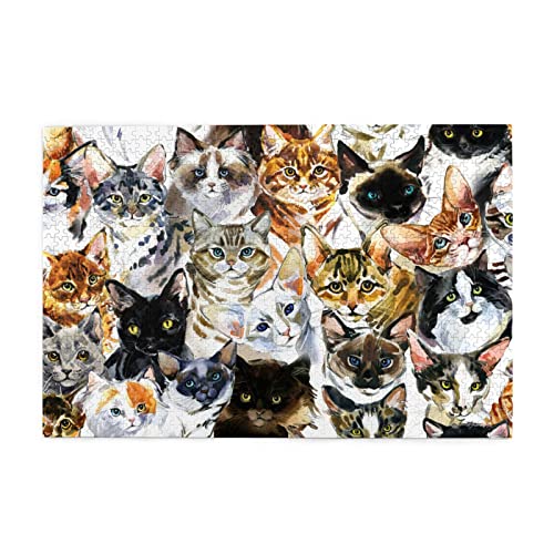 かわいい 猫柄 アニメ ジグソーパズル 1000 ピース 大人用 子供用 木製 チャレンジングファミリーゲーム 初心者向け ギフト プレゼント 75x50cm zo326