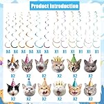 30 PCS Cat Theme Hanging Swirls Decorations Pre-Strung Kitten Birthday Party Decorations Pet Cats Hanging Cutouts Ceiling Streamers for Kids Baby Shower Cats Lovers Pet Birthday Party Decor - Image 2