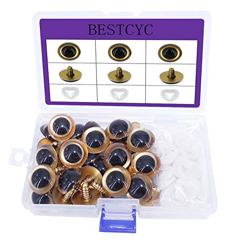 BESTCYC 30Pcs 24mm Large Golden Color Plastic Safety Eyes Craft Eyes with Washers