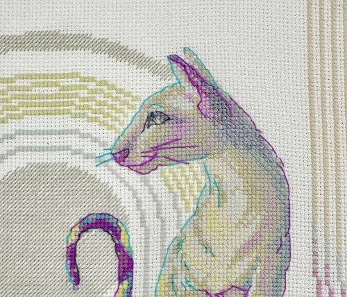 Image of Aine - Mystical Cats A1011, Cat Lovers Cat Cross Stitch Kits 8 inchx11, Cross Stitch Kit for Beginners & Advanced, Crossstitching Kits Adult, Counted Stitching Kits, Embroidery Kit