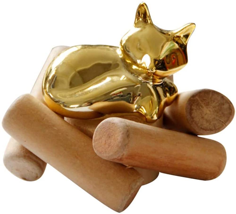 CNfhFRY statue， Tabletop Animal Sculptures Desktop Art Decor with Wooden Base for Living Room Office Cabinets