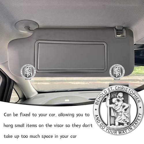 2 Stück Autoplakette christopherus,Christopher Medaille für Auto,Auto Saint Christopher Visierclip,Christopherus Auto,Heiliger Christophorus Auto,Heiliger christophorus für Autofahrer & Reisende