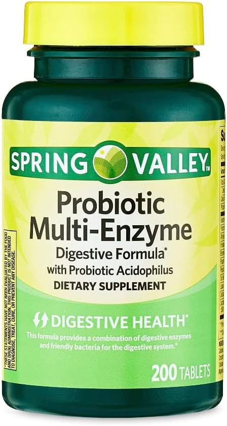 Spring Valley Probiotic Multi-Enzyme Digestive Formula Tablets, 200 Count