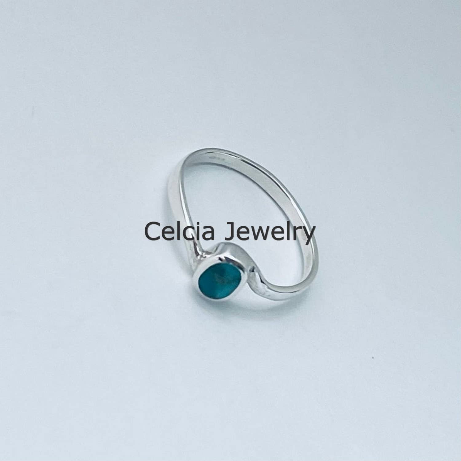 Vero argento sterling 925 piccolo anello turchese genuino moderno ovale, anello solitario, anello Boho, anello minimalista, anello di pietra natale di dicembre, regali per la festa della mamma