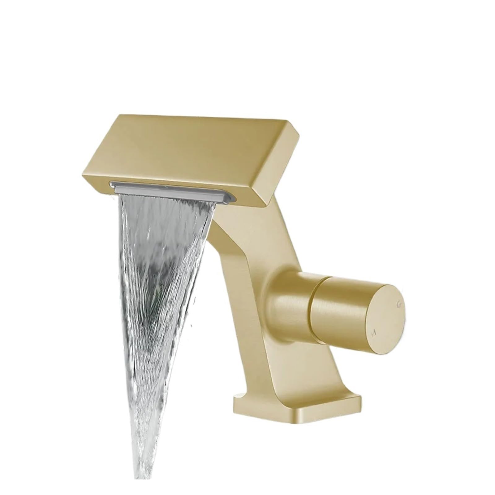 Laighjenbcf Brushed Gold Faucet，Waterfall Bathroom Sink Faucet Hot Cold Dual Control