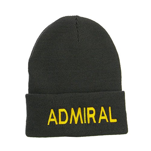 e4Hats.com Admiral Military Embroidered Long Beanie - Dk Grey OSFM
