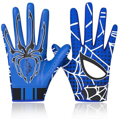Alytree Youth Football Gloves for Boys Girls, Sticky Receiver Glove for Kids, Junior Flag Football Gloves, Enhanced Performance and High Grip or Kids (Blue, Medium)