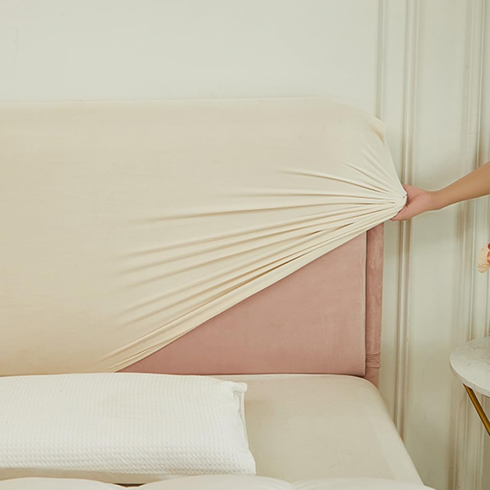 Copritestiera in Velluto Copritestiera Letto Protezione Testiera Copritestiera Matrimoniale Protettiva Beige 2M