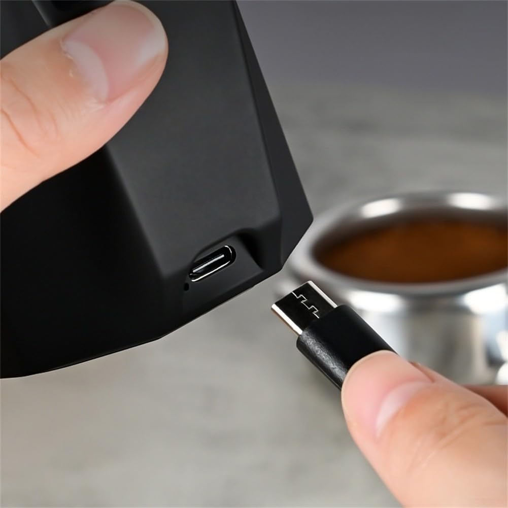 Báscula digital de café de precisión de 0,1 g, con taza dosificadora de 58 mm para moler y apisonar, báscula electrónica de cocina de 500 g de capacidad con USB recargable, color negro