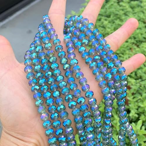 Image of 700pcs Czech Faceted Rondelle Crystal Glass Beads 8mm Bulk Green Peridot Shimmer