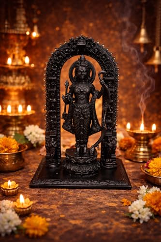 Image of Ram Lalla Idol, 10.00cm Height, Black, 3D Printed, UV Resin, Hindu Religious Statue of Lord Shri Rama Lala Ayodhya 4 inch Height (4 Inch Height)