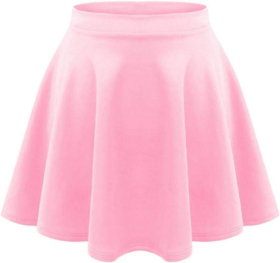 Red OlivesKids Girls Children High Waisted Stretch Plain Flippy Flared Short Skater Skirt Teens 7-8 Years, 9-10 Years, 11-12 Years, 13 Years