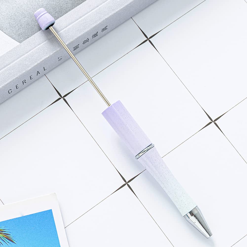 JIHUOO 14 Pcs Plastic Beadable Pens Bead Ballpoint Pens Assorted Bead Pens Diy Pens Black Ink Rollerball Pens Office School Supplies - Image 3
