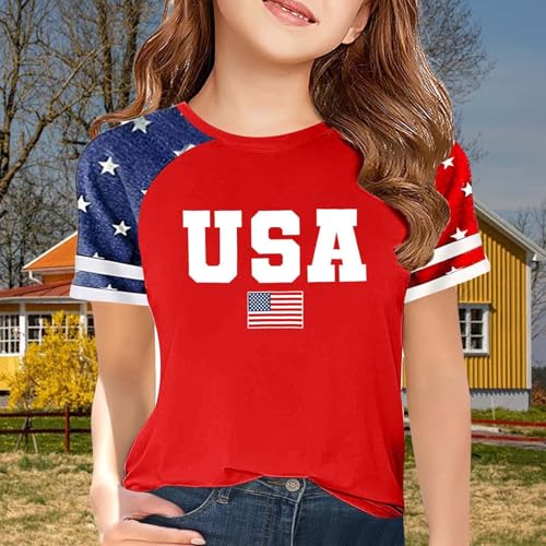 Kids Teen Girls American Flag Shirt Women 4th of July Tshirts USA Shirt Patriotic Tee Tops Independence3