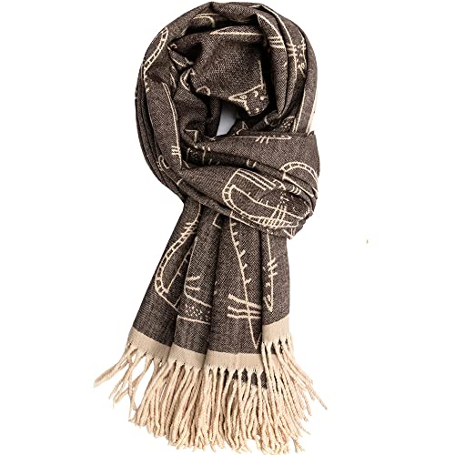 NaSoPerfect Women's Fringed Scarf Cat Print Pattern Cape Winter Cashmere