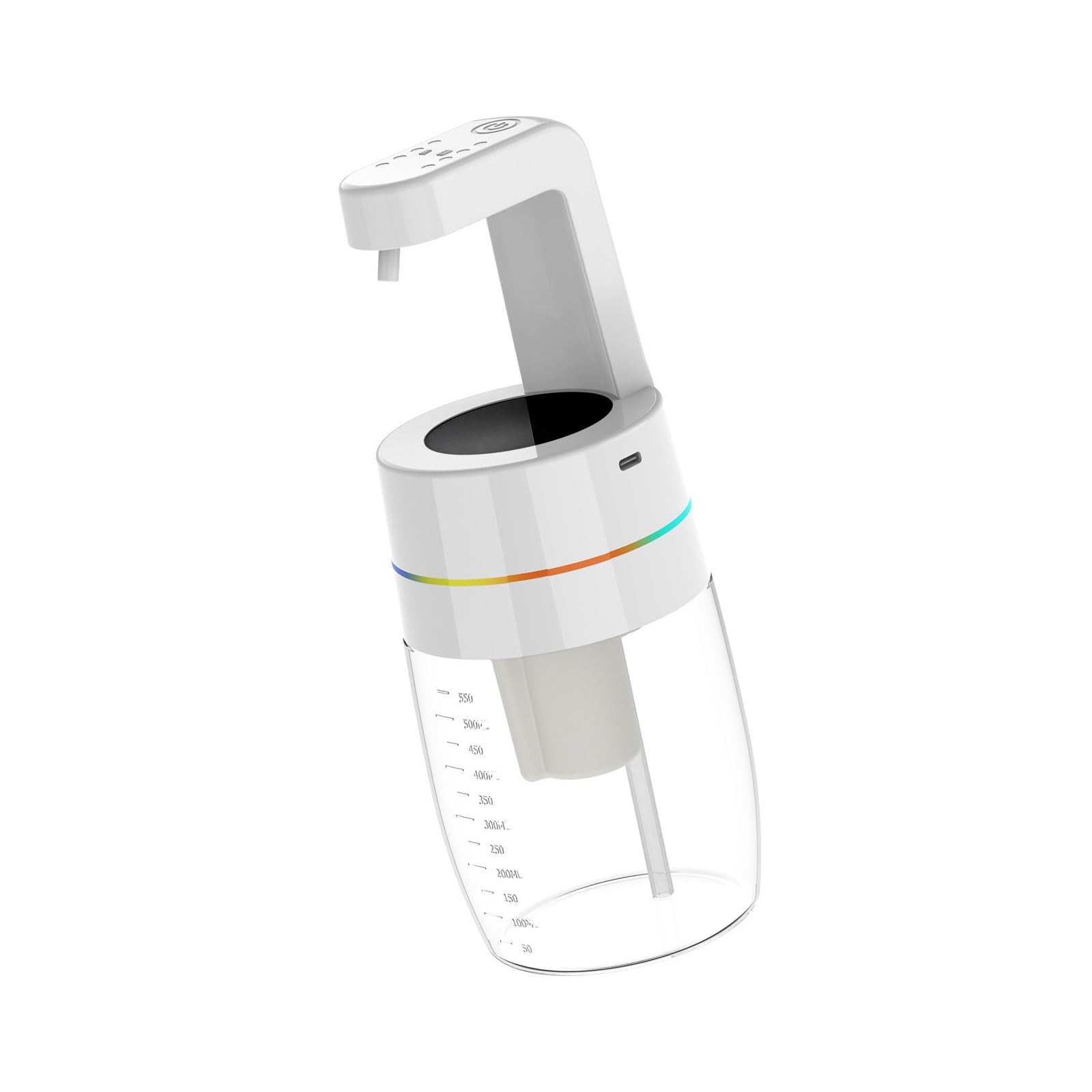 Sanitary Automatic Soap Distributor Electric Transducer Action Modifiable Output Modern ABS Polystyrene Container for Telecommute Use Drip Complimentary Electric Liquid Distributor Fan
