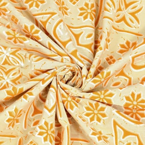 Image of Living Roots Ethnic Jaipur Block Print Double Cotton Bedsheet & 2 Pillow Covers, for Mattress Upto 6 inches Thick, No Colour Bleeding, Yellow Colour, King Size 90 * 108 inches, 120TC (612-A)