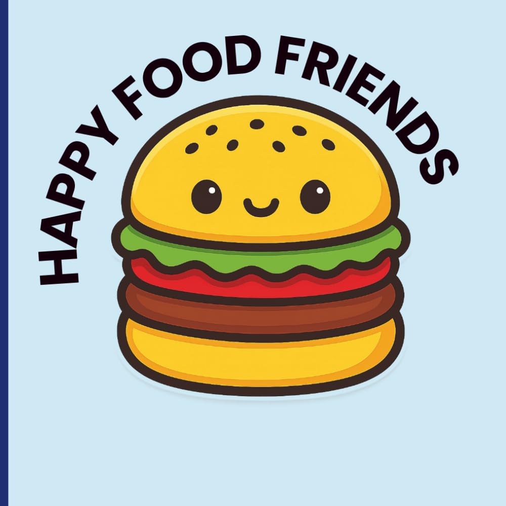 Happy Food Friends: Cute Food Coloring Book for Toddlers Ages 1-3: Adorable Kawaii Fruits, Sweets & Snacks with Bold Lines for Easy Toddler Coloring Fun