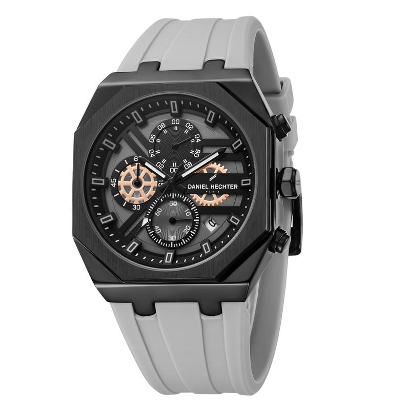Image of Daniel Hechter Paris Orsay Collection Multifunctional Watch for Men with Octagone Dial and Silicon Strap-DHM1007