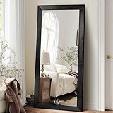 ABSWHLM Oversized Black Full Length Mirror 71'x32' - Beveled Solid Wood Frame Wall Mounted or...