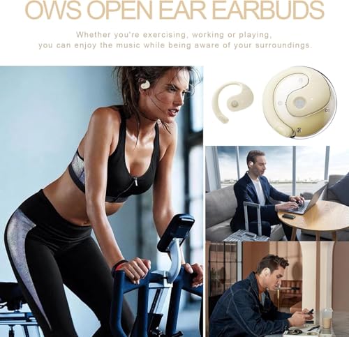 Image of OWS Bluetooth Open Ear Wireless Earbuds with Air Conduction, BT5.3 Headphones, Touch Control & Type C Fast Charging, Call Noise Reduction, Ideal for Running, Cycling and Gym, Dust & Waterproof.