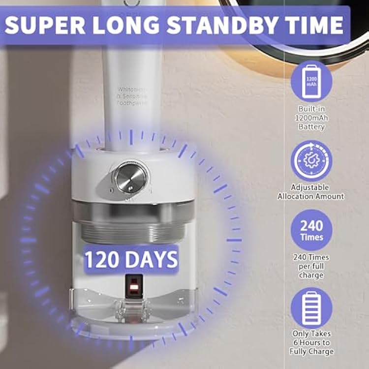 Automatic Toothpaste Dispenser, Wall Mounted Electric Toothpaste Dispenser for Kids and Adults,Toothpaste Squeezer with Adjustable Toothpaste Dispensing Volume for Bathroom