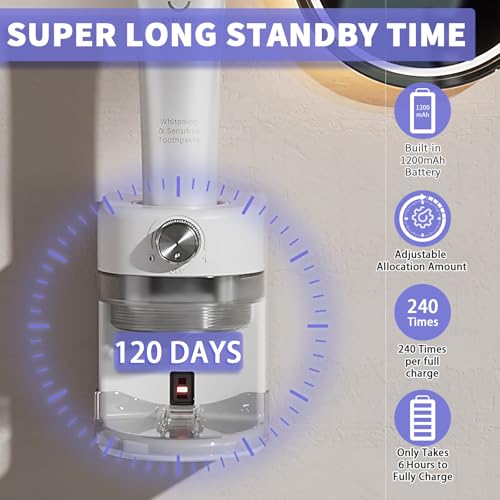 Automatic Toothpaste Dispenser,Wall Mounted Electric Toothpaste Dispenser for Kids and Adults,Toothpaste Squeezer with Adjustable Toothpaste Dispensing Volume for Bathroom (White)