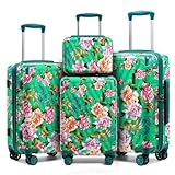 Sea choice Juego de Maletas de Cabina de 4 Piezas PC+ABS Maleta rígida de protección de Esquinas Juego de Maletas de Viaje con Cerradura TSA Caja de cosméticos +M+L+XL