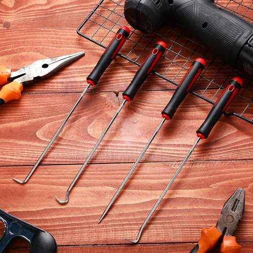 Image of WILLBOND 4 Pcs Pick and Hook Tools, Automotive,9.45 Inches,Red