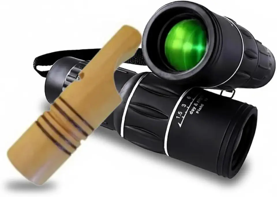 Apito De Madeira Inhambu Açu Modelo 05 + Luneta Observação de Pássaros