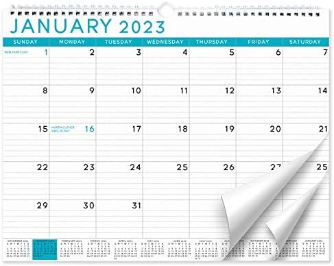 S&O Blue Business 2023 Wall Calendar from Aug 2022-Dec 2023 - Tear-Off Monthly Calendar - 17 Month Academic Wall Calendar - Hanging Calendar with 12 Month Mini-Calendars - 11.5"x14.75in