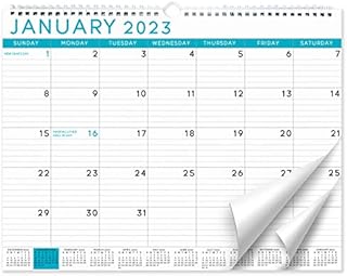 S&O Blue Business 2023 Wall Calendar from Aug 2022-Dec 2023 - Tear-Off Monthly Calendar - 17 Month Academic Wall Calendar - Hanging Calendar with 12 Month Mini-Calendars - 11.5"x14.75in