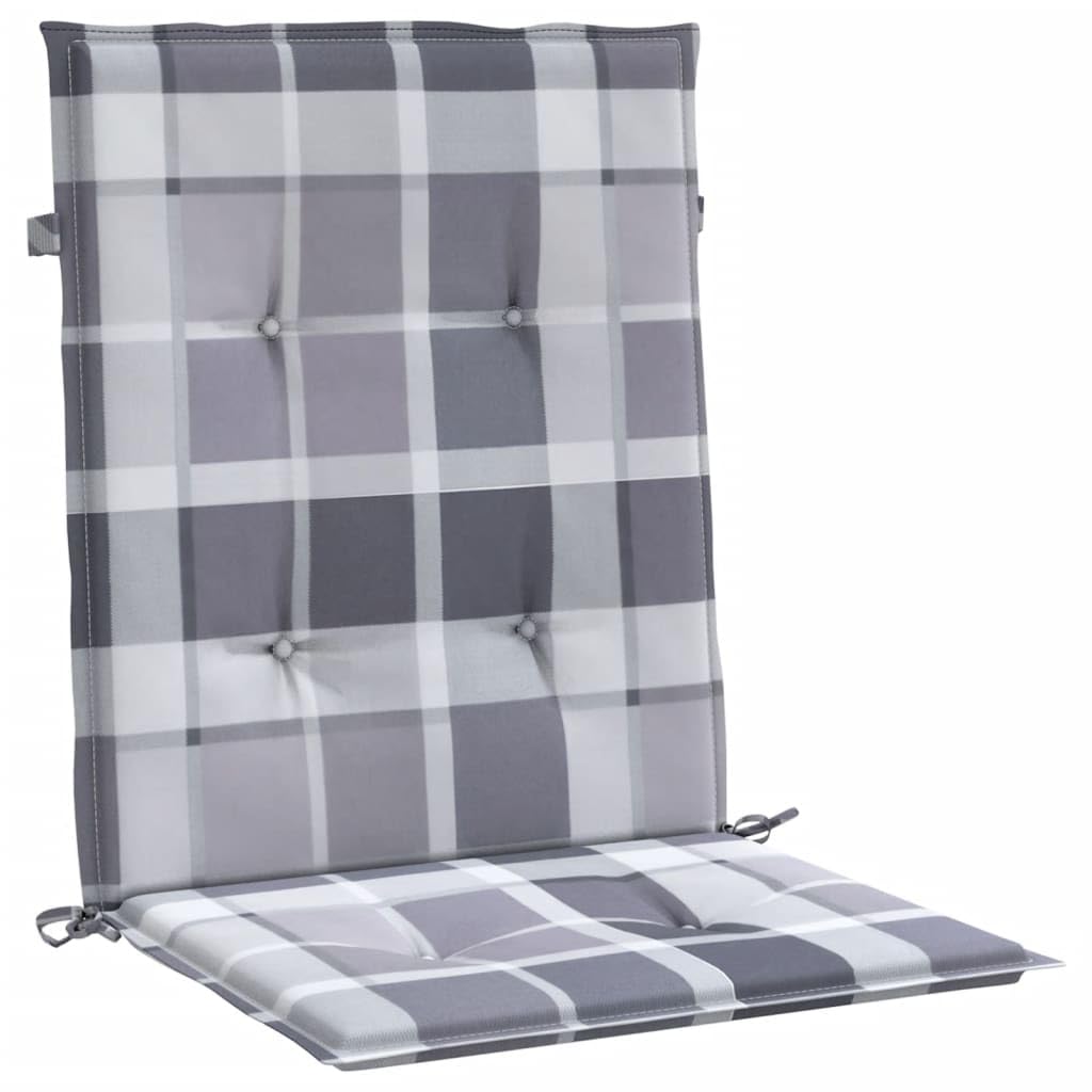 4er Set Gartenstuhlauflagen für Niedriglehner 100x50x3 cm, Komfortable Sitzauflagen aus Oxford-Gewebe, Stuhlkissen mit Haltebändern und Gummizug für Gartenstühle, Grau Karomuster