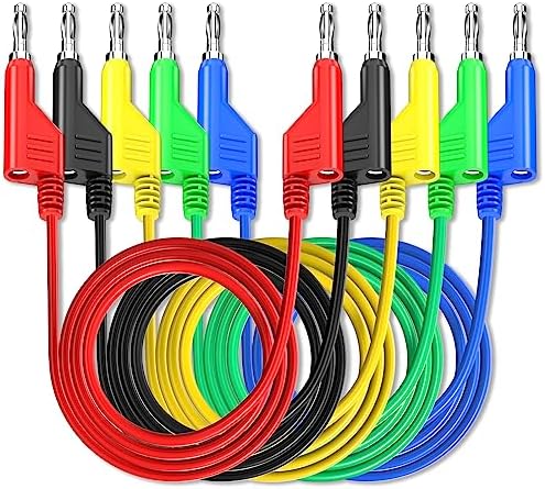 Goupchn 5PCS Stackable Banana to Banana Plug Test Leads Soft Electrical Test Cable Wire 3.3ft/1m for Multimeter 1000V 15A