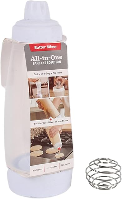 Manual Batter Dispenser Dough Dispenser Batter Mixing Bottle with Stainless Steel Stirring Ball Batter Shaker Bottle Pastry Baking Tools with Label Dispenser Measurement for Cupcakes Muffins Waffles