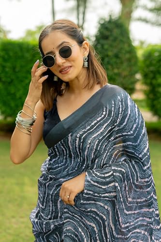 Image of MIRCHI FASHION Saree for Woman Chiffon Shibori Printed | Lightweight Regular Use and Professional Office Sari with Blouse Piece