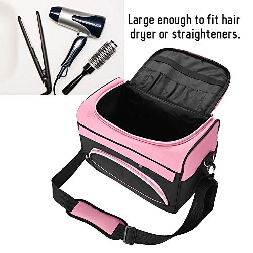 Ruiqas Salon Hairdressing Case Bag with Shoulder Strap Professional Hair Styling Cosmetics Bag with Large Compartment and Multiple Pocket for Barber Comb Scissors Clip - Image 5