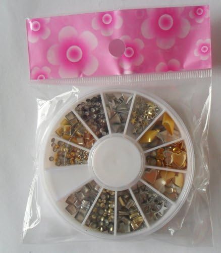 Punk Style Nail Art Metal Studs-300PCS Manicure Mixed Shapes Nail Art Tip Decoration w/Wheel
