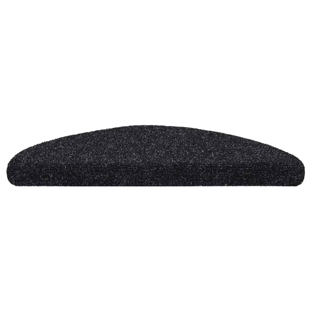 Maty na schody samoprzylepne, 15 szt., 56 x 17 x 3 cm, czarne, półokrągłe, antypoślizgowa włóknina igłowana z polipropylenu, nakładka na schody do ochrony schodów i ochrony podłogi