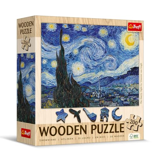 Trefl The Starry Night - Rompecabezas de Madera 200 Piezas, 9+ | Vincent Van Gogh, Puzzle Premium Moderno con Formas Irregulares miniatura 2