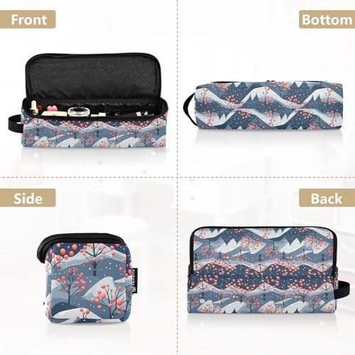 Bolsa de viaje para herramientas de cabello resistente al calor Winter Mountain Tree Marble, alfombrilla para planchas, rizadores y organizador portátil miniatura 5