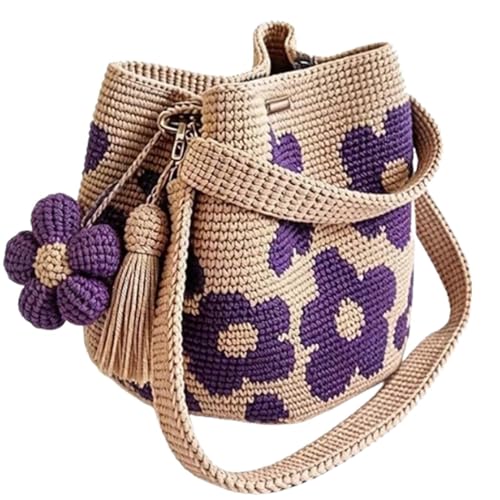 Crochet Bags For Women   Woven Tote Bag,Flower Crochet Boho Handmade Tote,Straw Cross Body Bag| For Swimming Boat Boating Cruise Vacation Travel Gym Lunch Shower