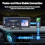 10.26" Wireless Apple Carplay Screen for Car, Secure Strong Bracket, Portable Apple CarPlay& Android Auto Car Stereo with GPS Navigation, Bluetooth, Mirror Link, Voice Control,Fits All Vehicles