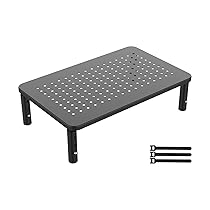 GRIFEMA GB1051 Rialzo per Monitor in Metallo, Supporto per Monitor da Tavolo ergonomico per Monitor, Laptop, Stampanti, Portata Fino a 20 kg, Altezza Regolabile, L370 x L235mm, Nero