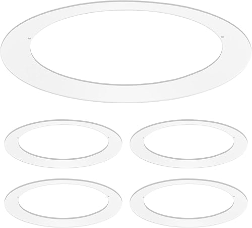 Luxrite Paquete de 4 anillos blancos para luces empotradas de 5/6 pulgadas y lámparas de techo, diámetro exterior de 8 pulgadas, diámetro interior