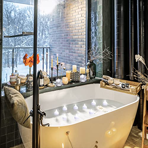 Image of Honoson 36 Pack 1.6 inch Flameless Led Floating Candles Waterproof Tealights Battery Operated Flickering Floating Candles for Wedding Centerpieces Pool Bath Party Anniversary Spa Home Decor(White Light)