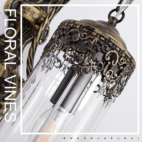 Image of Vintage Wall Sconce with Glass Shade, Rustic Black Brushed Gold Farmhouse Wall Light Fixture, Antique Gothic Decorative Metal Wall Lamp for Hallway, Bedroom, Living Room, Entryway