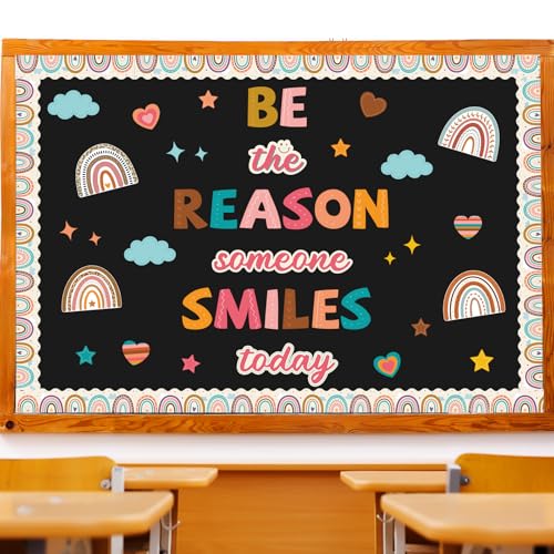 Classroom Bulletin Board Decoration Set Welcome Banner Wall Door Boho Rainbow Classroom Decorations for Kindergarten Preschool Elementary Middle School(Be The Reason Someone Smile Today) - Image 7