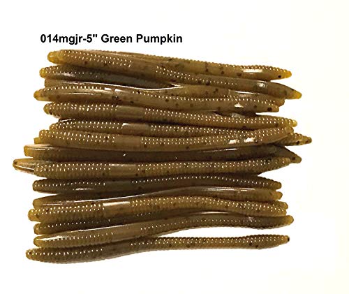 20 Pcs 5" Drop Shot Finesse Worms (Green Pumpkin) Scented,Soft Plastic Worms, Bass